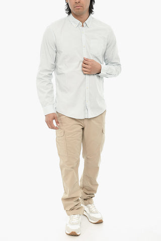 Cotton Poplin Shirt with Micro Motifs and Button-Down Collar