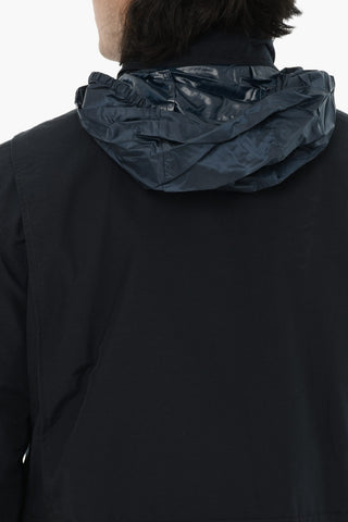 Solid-Color Utility Jacket with Removable Hood