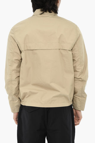 Overshirt in Misto Cotone a Tinta Unita con Abbottonatura Frontale