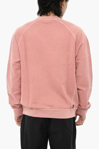 Brushed Cotton Crewneck Sweatshirt with Embroidered Logo
