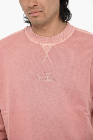 Brushed Cotton Crewneck Sweatshirt with Embroidered Logo