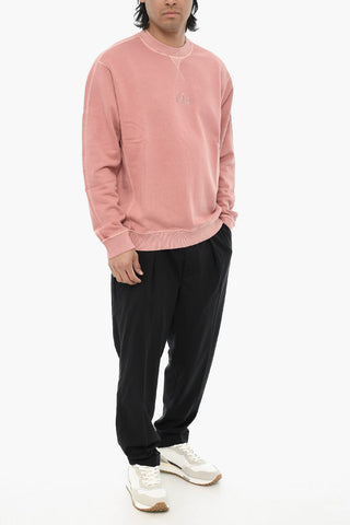 Brushed Cotton Crewneck Sweatshirt with Embroidered Logo
