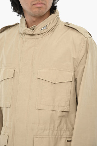 Giubbotto Utility in Misto Cotone con Cappuccio Estraibile