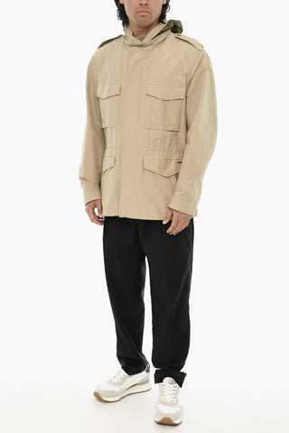 Utility-Jacke Aus Baumwollmischung Mit Abnehmbarer Kapuze