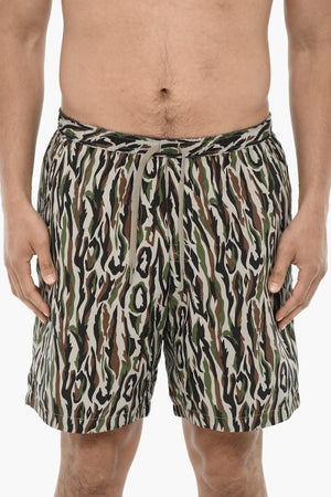 Nylon Patterned Boxer Swim Trunks