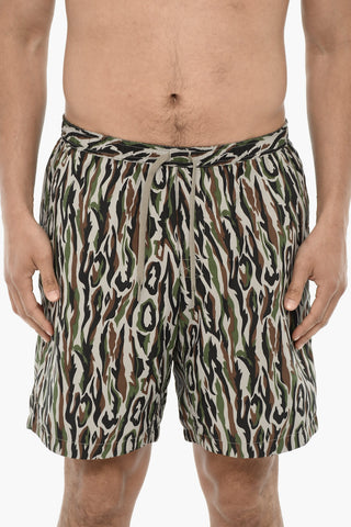 Nylon Patterned Boxer Swim Trunks