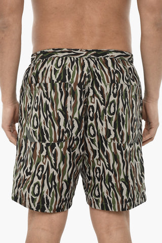 Nylon Patterned Boxer Swim Trunks