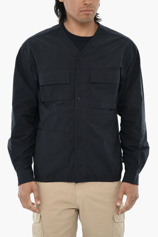 Solid Overshirt HIGH AERATION with Front Button Closure