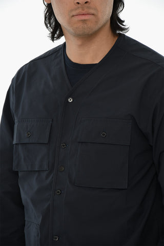 Solid Overshirt HIGH AERATION with Front Button Closure