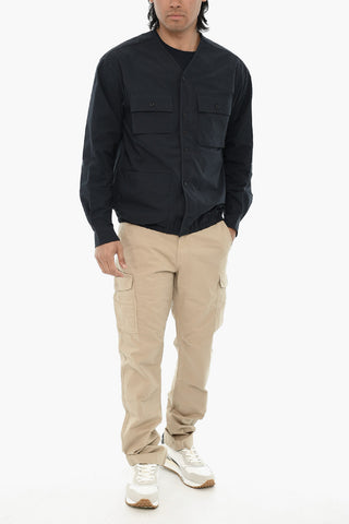 Solid Overshirt HIGH AERATION with Front Button Closure