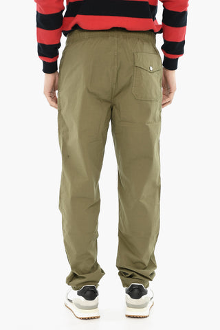 Single-Pleat Stretch-Cotton Pants with Elastic Waist