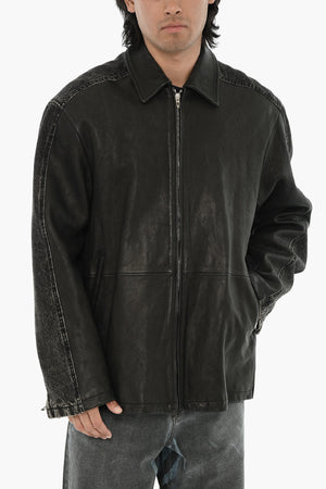 Jacket L-STOLLER Leather and Denim with Zips on the Sleeves