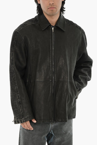 Jacket L-STOLLER Leather and Denim with Zips on the Sleeves