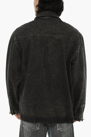 Jacket L-STOLLER Leather and Denim with Zips on the Sleeves
