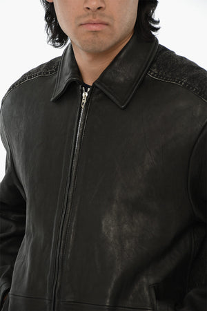 Jacket L-STOLLER Leather and Denim with Zips on the Sleeves