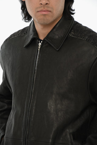 Jacket L-STOLLER Leather and Denim with Zips on the Sleeves
