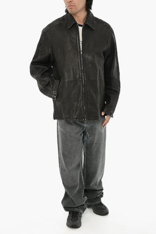 Jacket L-STOLLER Leather and Denim with Zips on the Sleeves