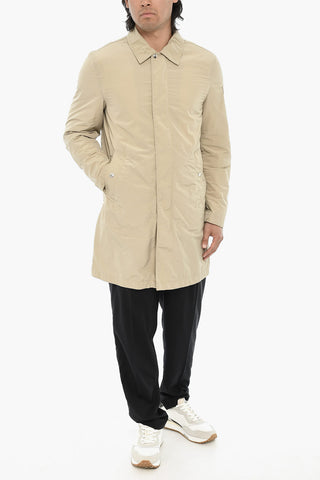 Solid Technical Fabric Coat With Concealed Closure