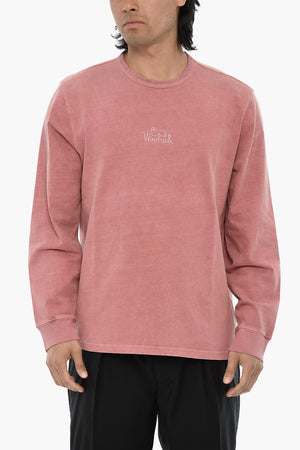 Langarm-T-Shirt mit Rundhalsausschnitt und Delavé-Effekt, mit gesticktem Logo