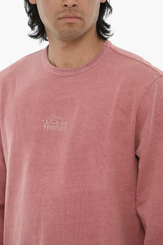 Langarm-T-Shirt mit Rundhalsausschnitt und Delavé-Effekt, mit gesticktem Logo
