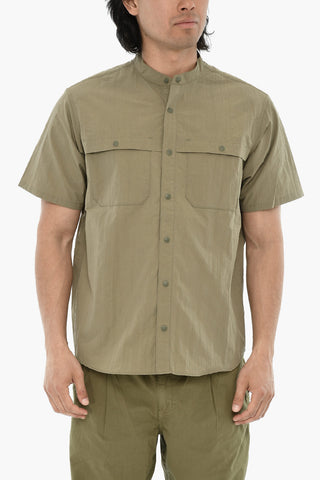 Camicia in Nylon a Maniche Corte con Doppio Taschino