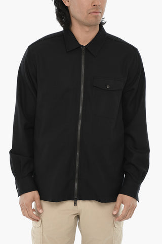 Virgin Wool Overshirt with Zip Closure