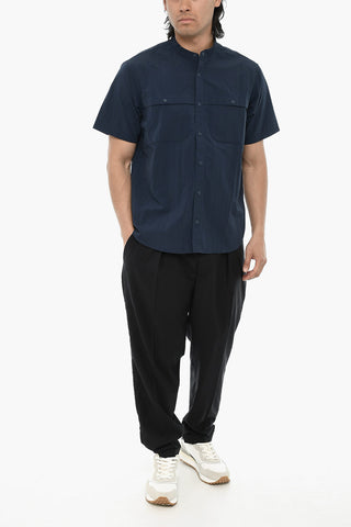 Camicia in Nylon a Maniche Corte con Doppio Taschino