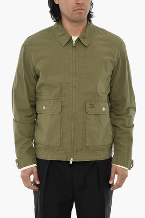 Unifarbenes Baumwoll-Overshirt mit Reißverschluss