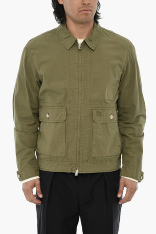 Unifarbenes Baumwoll-Overshirt mit Reißverschluss