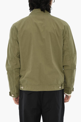 Unifarbenes Baumwoll-Overshirt mit Reißverschluss