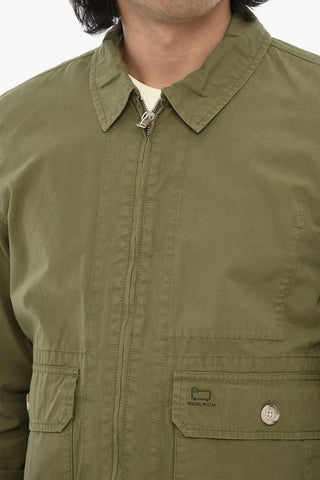 Unifarbenes Baumwoll-Overshirt mit Reißverschluss