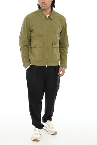 Unifarbenes Baumwoll-Overshirt mit Reißverschluss