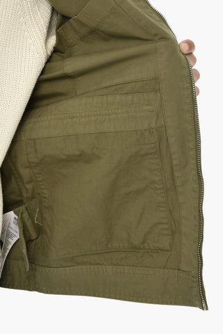 Unifarbenes Baumwoll-Overshirt mit Reißverschluss