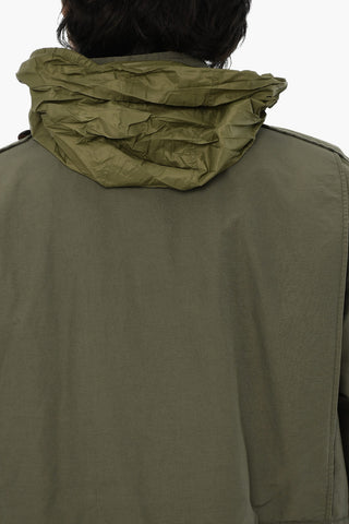 Giubbotto Utility in Misto Cotone con Cappuccio Estraibile