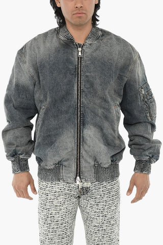 Vintage-Effect Denim Bomber D-WELTIK