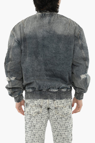 Vintage-Effect Denim Bomber D-WELTIK