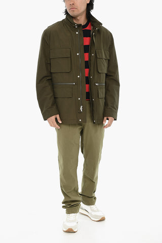 Cotton-Blend Utility Jacket with Removable Hood