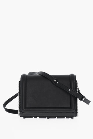 Borsa a Spalla in Pelle con Logo in Rilievo