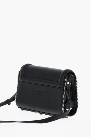 Borsa a Spalla in Pelle con Logo in Rilievo