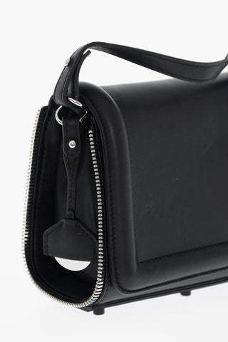 Borsa a Spalla in Pelle con Logo in Rilievo