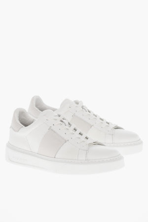 Sneakers Basse in Pelle con Dettaglio a Contrasto