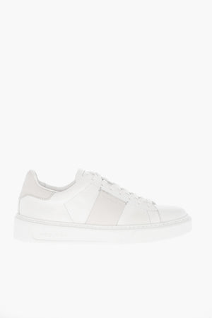 Sneakers Basse in Pelle con Dettaglio a Contrasto