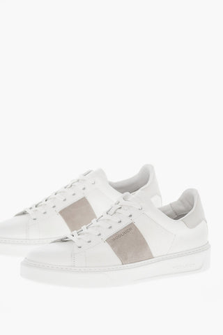 Low-Sneaker aus Leder mit kontrastierendem Veloursleder-Detail