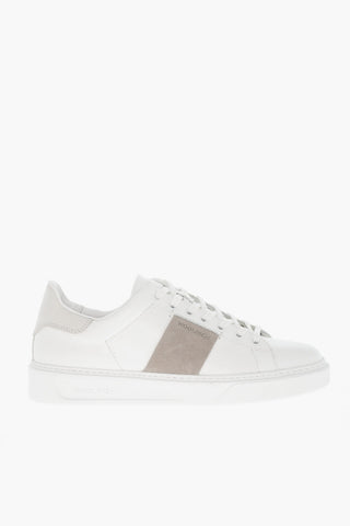 Low-Sneaker aus Leder mit kontrastierendem Veloursleder-Detail