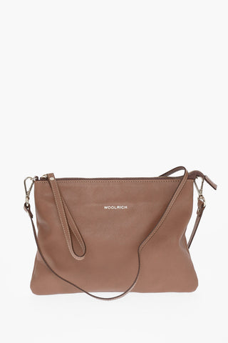 Pochette in Pelle con Logo Effetto Dorato