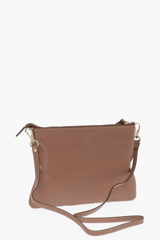 Pochette in Pelle con Logo Effetto Dorato