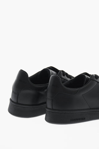 Sneakers Basse BOXER in Pelle a Tinta Unita con Logo Tono su Tono