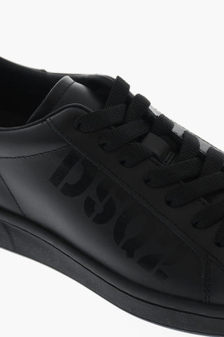 Sneakers Basse BOXER in Pelle a Tinta Unita con Logo Tono su Tono