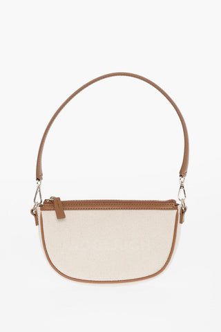 Borsa a Spalla in Canvas con Rifiniture in Pelle