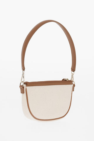 Borsa a Spalla in Canvas con Rifiniture in Pelle